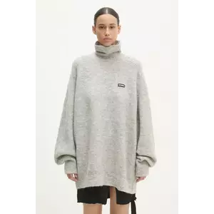 Rotate pulover de lana Turtleneck femei, culoarea gri, cu guler, 113128039 imagine