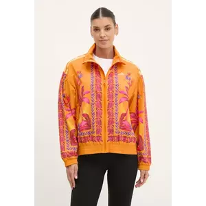 adidas geaca x Farm Rio culoarea portocaliu, de tranzitie, oversize, JD6305 imagine