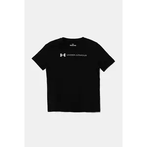 Under Armour tricou copii LOGO WORDMARK SS culoarea negru, cu imprimeu, 1389963 imagine