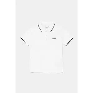BOSS tricouri polo din bumbac pentru bebeluși culoarea alb, neted, J05P13 imagine
