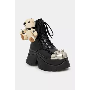 Koi Footwear bocanci de piele femei, culoarea negru, cu platforma, Eddie s Teddy imagine