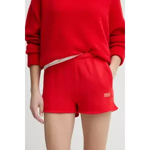 American Vintage pantaloni scurti femei, culoarea rosu, neted, high waist, IZU09AE25 imagine