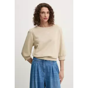 BOSS Orange hanorac de bumbac femei, culoarea bej, cu imprimeu, 50540962 imagine