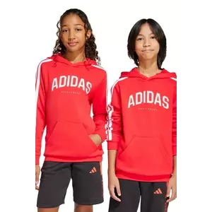 adidas bluza copii culoarea rosu, cu glugă, cu imprimeu, JM7357 imagine