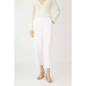 Medicine pantaloni femei, culoarea alb, lat, high waist imagine