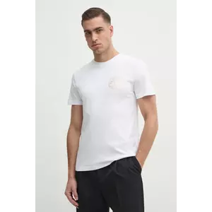 Versace Jeans Couture tricou din bumbac barbati, culoarea alb, cu imprimeu, 78GAHT00 CJ00T imagine