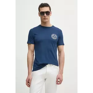 Versace Jeans Couture tricou din bumbac barbati, culoarea albastru marin, cu imprimeu, 78GAHT00 CJ00T imagine