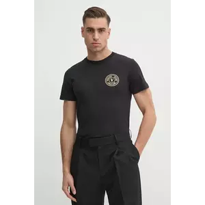 Versace Jeans Couture tricou din bumbac barbati, culoarea negru, cu imprimeu, 78GAHT00 CJ00T imagine