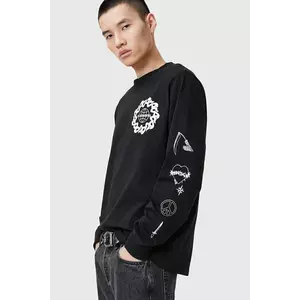 AllSaints hanorac de bumbac ORBITAL barbati, culoarea negru, cu imprimeu, M021PC imagine