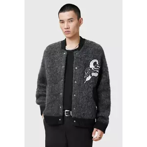 AllSaints cardigan din lana JACKSON barbati, culoarea gri, M010KC imagine