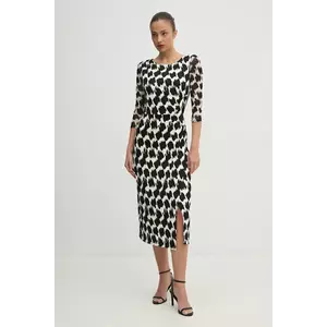 DIANE VON FURSTENBERG rochie culoarea bej, midi, mulată, DVFDL4S038 imagine
