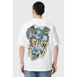 AllSaints tricou din bumbac WRITHER barbati, culoarea alb, cu imprimeu, M020PC imagine
