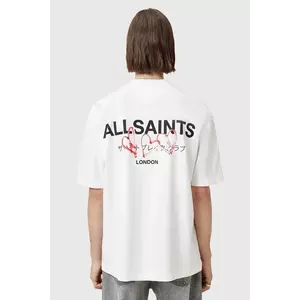 AllSaints tricou din bumbac AMORE barbati, culoarea alb, cu imprimeu, M010PC imagine