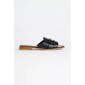 Karl Lagerfeld slapi de piele PETALO BROOCH SLIDE femei, culoarea negru, KL80725 imagine