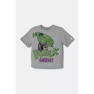 United Colors of Benetton tricou de bumbac pentru copii culoarea gri, cu imprimeu, 35RYG10I1 imagine