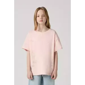 Levi's tricou copii OVERSIZE EMBROIDERY FLORAL culoarea roz, 4EM398 imagine