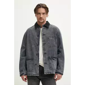 PURPLE BRAND geaca jeans WORKWEAR ROYALTIES CANVAS culoarea gri, de tranzitie, oversize, P080-WJDB125 imagine
