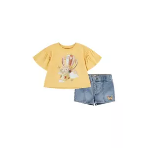 Levi's compleu bebe LIV FLTTR SLV TEE AND SHOR culoarea galben, 1EM173 imagine