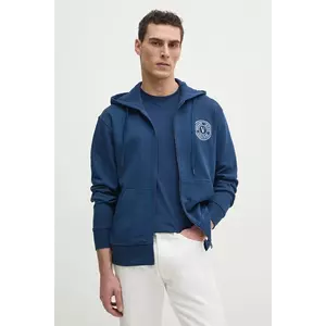 Versace Jeans Couture hanorac de bumbac barbati, culoarea albastru marin, cu glugă, cu imprimeu, 78GAIT00 CF01T imagine