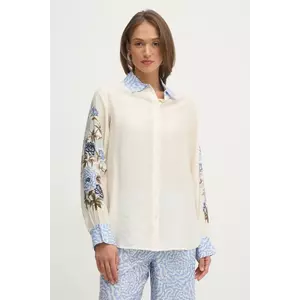 Mos Mosh cămașă femei, culoarea bej, cu guler clasic, relaxed, 169830 imagine