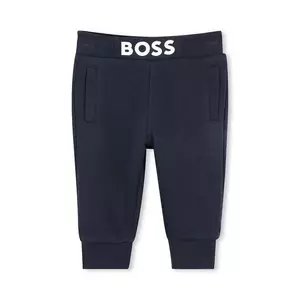 BOSS pantaloni de trening pentru bebeluși culoarea albastru marin, neted, J52079 imagine