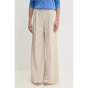 Fracomina pantaloni femei, culoarea bej, lat, high waist, FR25SV3002W761D4 imagine