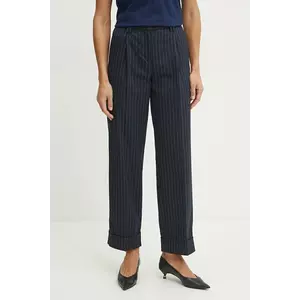 MAX&Co. pantaloni femei, culoarea bleumarin, drept, high waist, 2516131062200 imagine