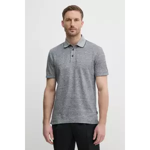 BOSS polo din in barbati, culoarea gri, melanj, 50537501 imagine