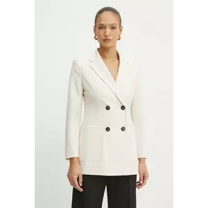 Marella sacou din lana culoarea bej, cu doua randuri de nasturi, neted, 2423046052200 imagine