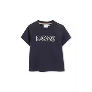 BOSS tricou din bumbac pentru bebeluși culoarea bleumarin, cu imprimeu, J52107 imagine