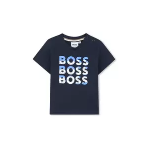 BOSS tricou din bumbac pentru bebeluși culoarea bleumarin, cu imprimeu, J52113 imagine