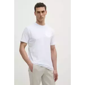 PLEIN SPORT tricou din bumbac bărbați, culoarea alb, cu imprimeu, SAEC MTK8011 STE001N imagine