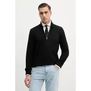 BOSS pulover de bumbac culoarea negru, light, cu turtleneck imagine