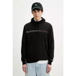 Tommy Jeans hanorac de bumbac barbati, culoarea negru, cu glugă, cu imprimeu, DM0DM20847 imagine