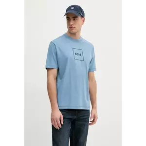 BOSS Orange tricou din amestec de in bărbați, cu imprimeu, 50536729 imagine