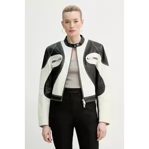 Gestuz geaca de piele culoarea negru, de tranzitie, 10909932 imagine