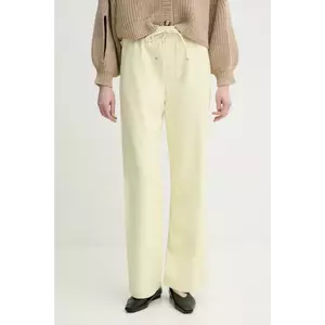 Nanushka pantaloni CALIE femei, culoarea galben, lat, high waist, NW25RSPA06513 imagine