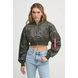 Alpha Industries geaca bomber MA-1 Vintage Cropped Wmn culoarea verde, de tranzitie, oversize, 156002 imagine