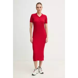 Pepe Jeans rochie PATRICIA culoarea rosu, midi, mulată, PL953730 imagine