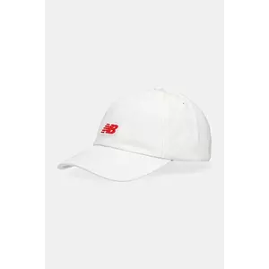 New Balance șapcă de baseball din bumbac culoarea alb, cu imprimeu, LAH51013SST imagine