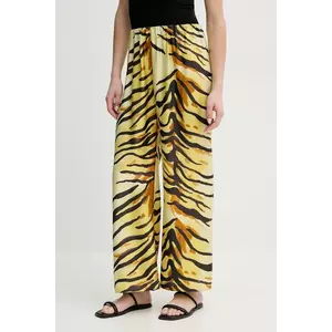 Nanushka pantaloni de matase BRENDA femei, culoarea galben, lat, high waist, NW25RSPA20558 imagine