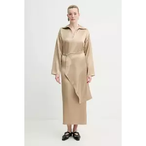 Nanushka rochie COLTER culoarea bej, midi, dreaptă, NW25RSDR02672 imagine