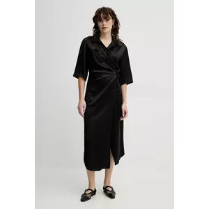 Nanushka rochie LAIS culoarea negru, midi, evazată, NW20CRDR03199 imagine