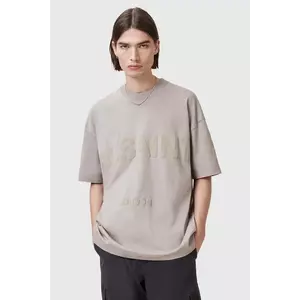 AllSaints tricou din bumbac BIGGY barbati, culoarea bej, cu imprimeu, M088PB imagine