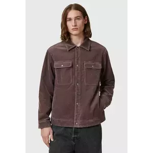 AllSaints camasa din velur CASTLEFORD culoarea maro, cu guler clasic, relaxed, M084OB imagine