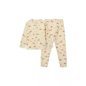 Liewood set de pijama de bumbac pentru copii Wilhelm Printed Pyjamas Set culoarea bej, modelator, LW19854 imagine