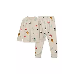 Liewood set de pijama de bumbac pentru copii Wilhelm Printed Pyjamas Set culoarea bej, modelator, LW19854 imagine
