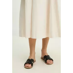 Answear Lab slapi de piele femei, culoarea negru imagine