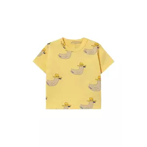 Tinycottons tricou din bumbac pentru bebelusi DUCKS BABY TEE culoarea galben, cu imprimeu, SS25-013 imagine