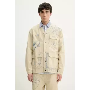 Desigual geaca jeans KENIA culoarea bej, de tranzitie, oversize, 25SMEW08 imagine